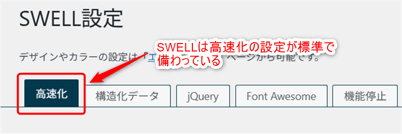 SWELLは高速化の設定が標準で備わっている